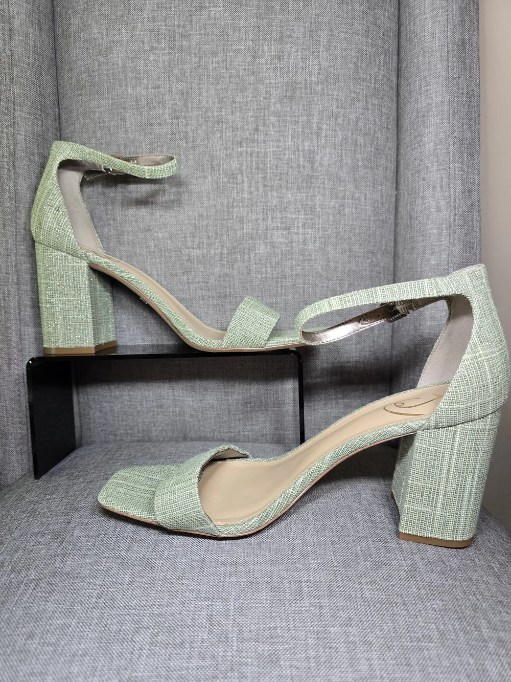 Sam Edelman Daniella Green Woven Shimmer Block Heel Sandals – Women’s 11 – NWOB